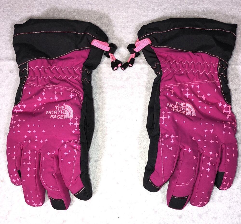 North Face Gloves HyVent Snow Ski Pink Adjustable Youth / Junior Size M